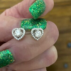 Moissanite Dazzling Silver Heart Earrings